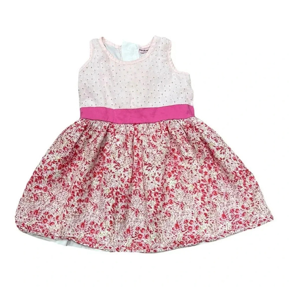 Teaberry Pink Floral Eyelet Girl Dress 1 year - Picture 1 of 2